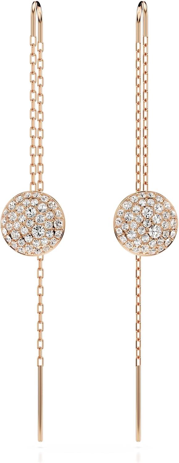 imageSwarovski Meteora Earrings Collection Meteor Inspired Design with Snow Pav of Clear Round CrystalsRose Gold Drop Earrings