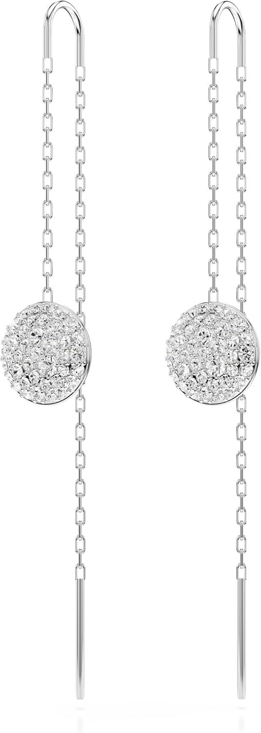 imageSwarovski Meteora Earrings Collection Meteor Inspired Design with Snow Pav of Clear Round CrystalsSilver Drop Earrings