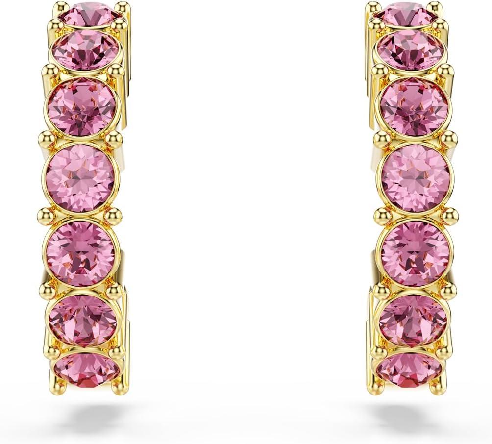 imageSwarovski Mini Hoop hoop earrings Round cut Pink Goldtone finish