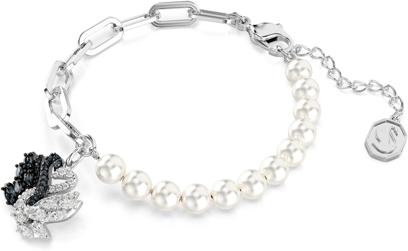 imageSwarovski Swan bracelet Crystal pearl Swan Black Rhodium finish