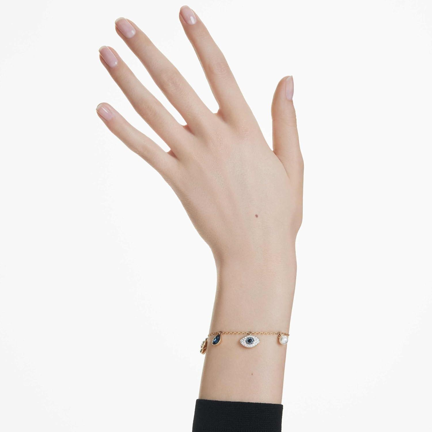 imageSwarovski Symbolica Bracelet Clover Evil Eye And Horseshoe Blue GoldTone Finished