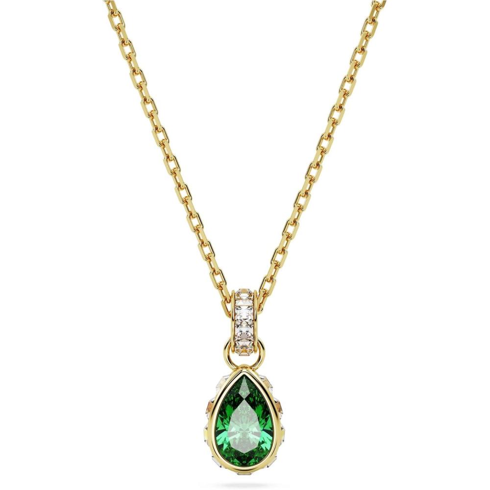 imageSwarovski Chroma Crystal Earring Collection Gold Tone Finish SettingGreen Crystal Pear Shaped