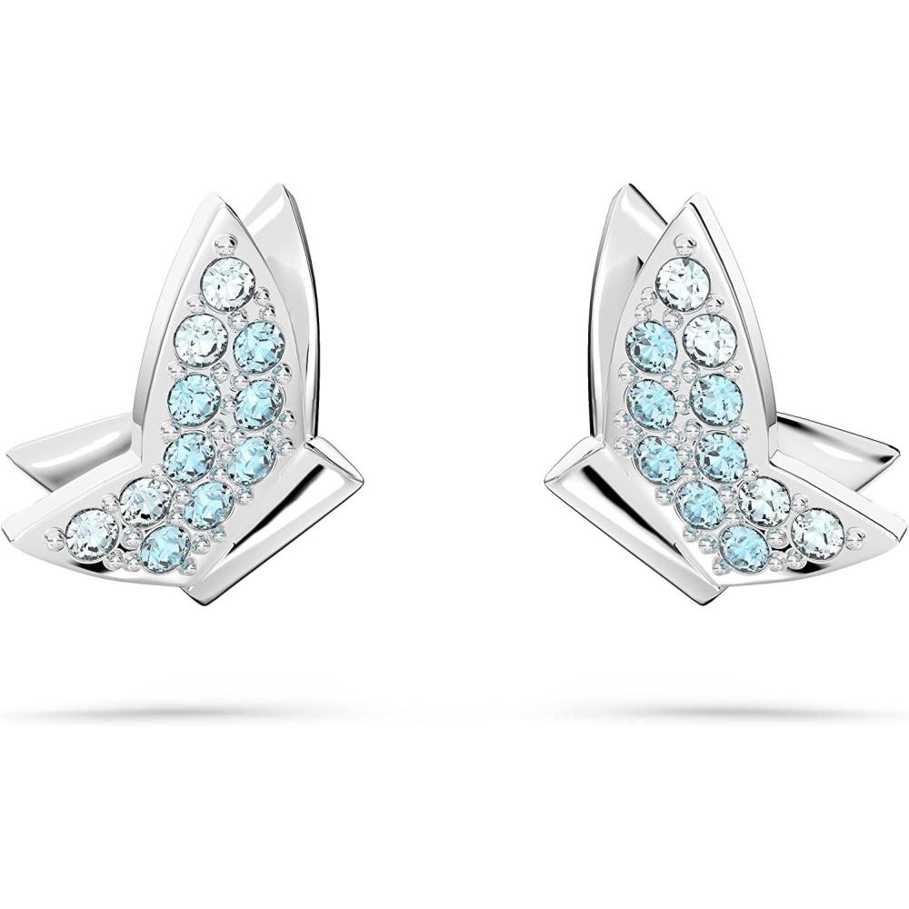 imageSwarovski Lilia Butterfly Necklace Earrings and Bracelet Crystal Jewelry Collection Blue Crystals in a Rhodium Tone Finished SettingStud Earrings