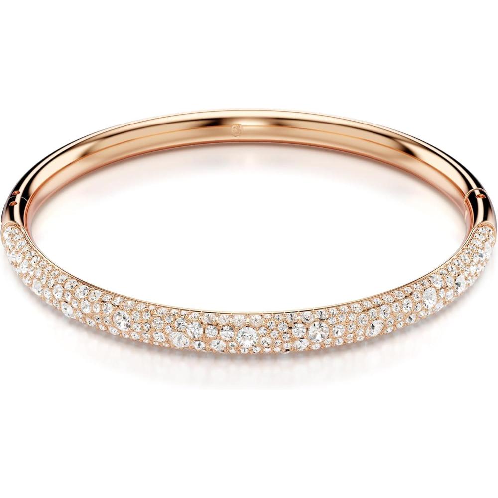 imageSwarovski Meteora Bangle Snow Pave Clear Crystals on Rose Goldtone Finished MetalLarge