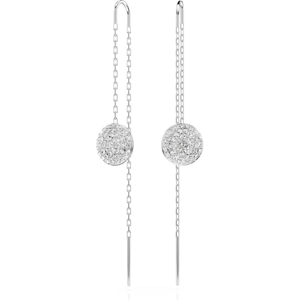 imageSwarovski Meteora Earrings Collection Meteor Inspired Design with Snow Pav of Clear Round CrystalsSilver Drop Earrings