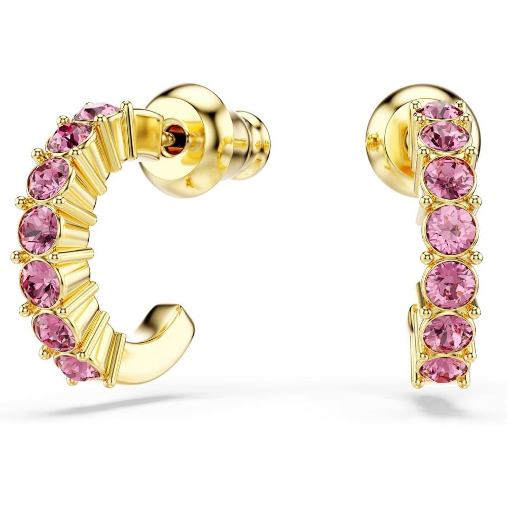 imageSwarovski Mini Hoop hoop earrings Round cut Pink Goldtone finish