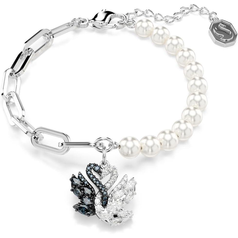 imageSwarovski Swan bracelet Crystal pearl Swan Black Rhodium finish