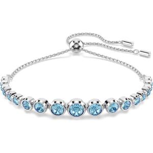 Swarovski Imber Tennis bracelet, Mixed round cuts, Blue, Rhodium finish