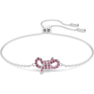 Swarovski Lifelong Bow bracelet, Bow, Pink, Rhodium Finish