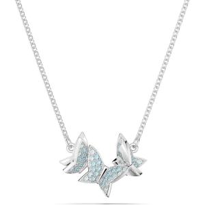 Swarovski Lilia Butterfly Necklace, Earrings, and Bracelet Crystal Jewelry Collection, Blue Crystals in a Rhodium Tone Finished Setting(Necklace)