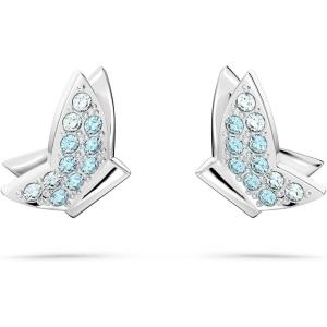 Swarovski Lilia Butterfly Necklace, Earrings, and Bracelet Crystal Jewelry Collection, Blue Crystals in a Rhodium Tone Finished Setting(Stud Earrings)