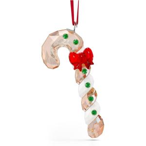 Swarovski’s Holiday Cheers Gingerbread Candy Cane Hanging Ornament, Green and Red Crystals, Part of the Holiday Cheers Collection