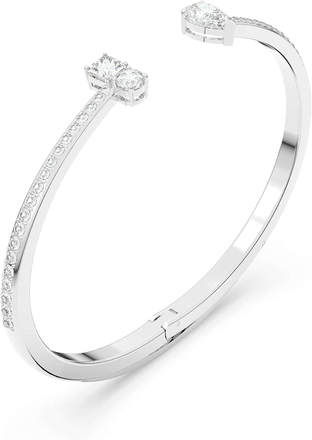 imageSwarovski Attract Cuff Bracelet Jewelry Collection Rhodium Tone Finish Clear CrystalsMedium