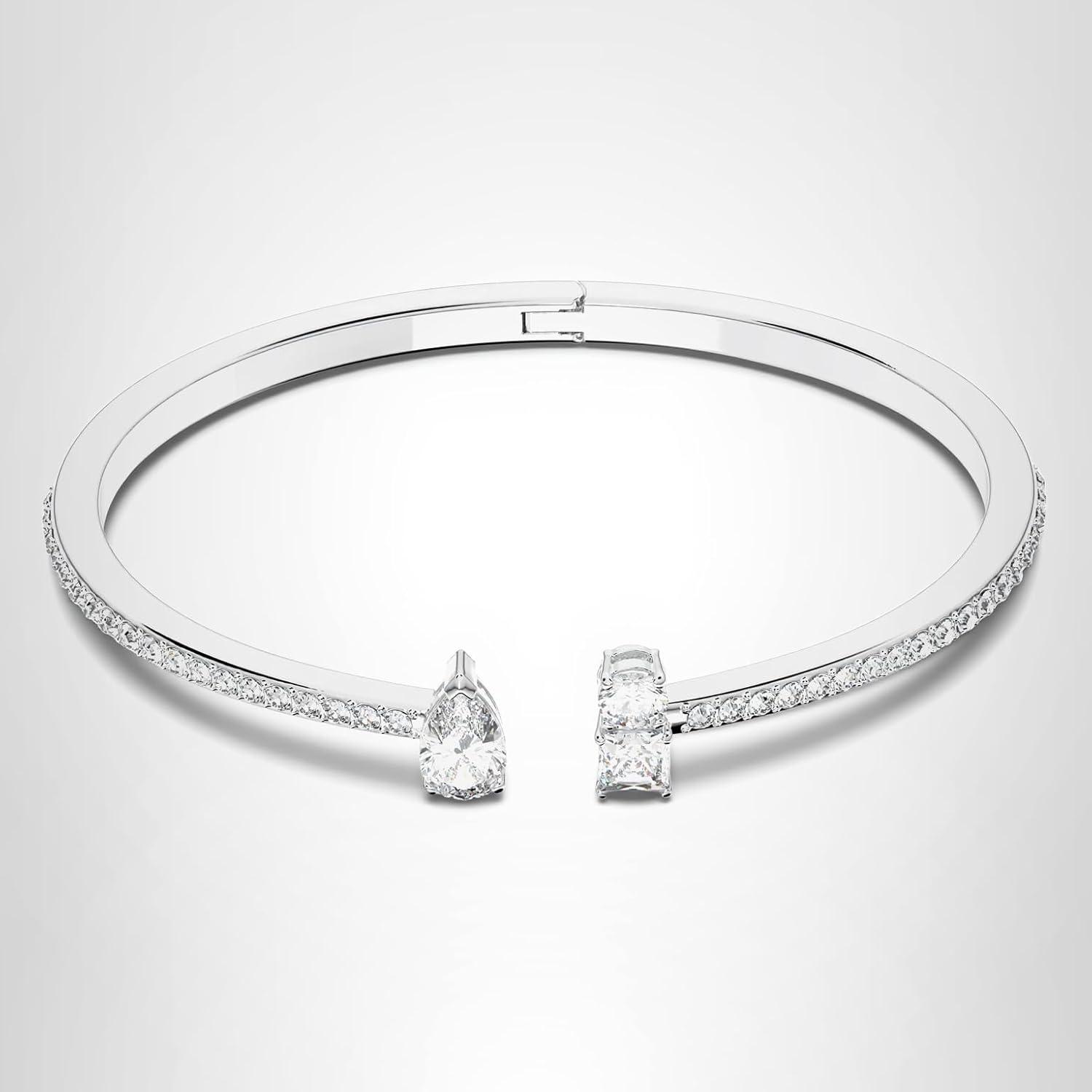 imageSwarovski Attract Cuff Bracelet Jewelry Collection Rhodium Tone Finish Clear CrystalsSmall