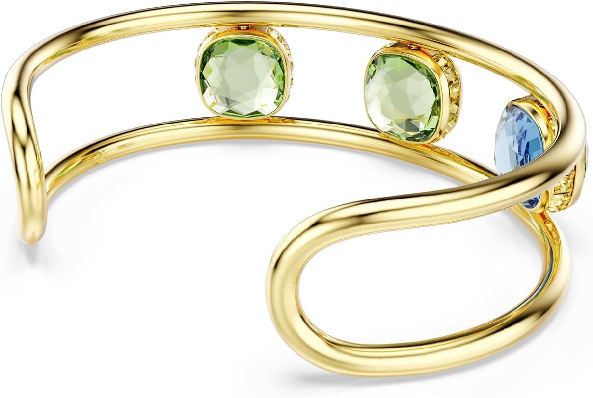 imageSwarovski Chroma Jewelry Collection MultiColor Cushion Cut Crystals Gold Tone FinishMedium