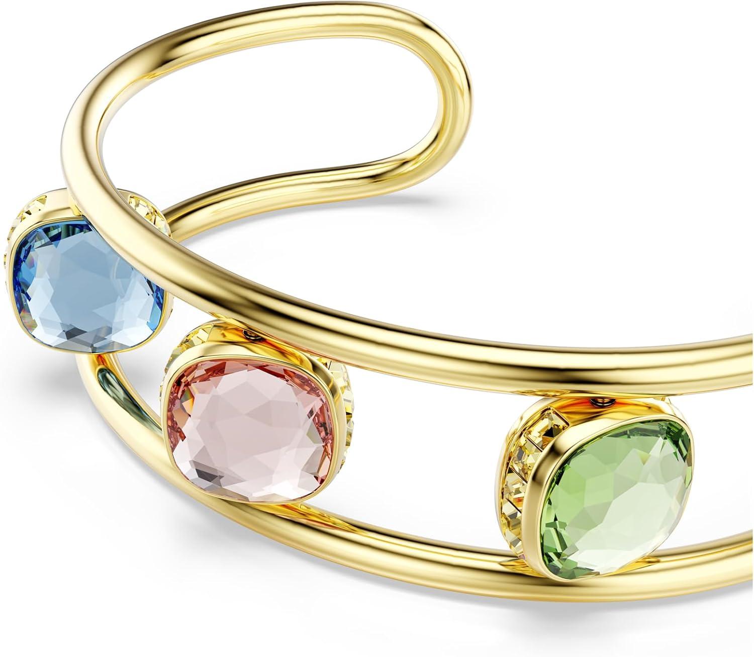 imageSwarovski Chroma Jewelry Collection MultiColor Cushion Cut Crystals Gold Tone FinishMedium
