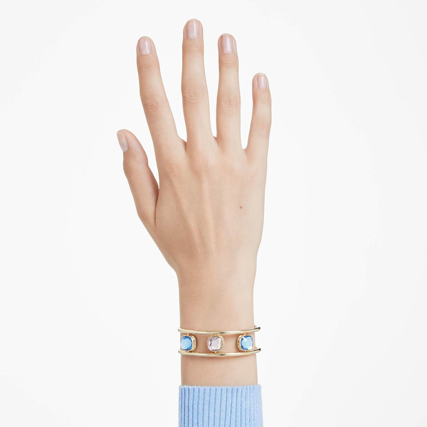 imageSwarovski Chroma Jewelry Collection MultiColor Cushion Cut Crystals Gold Tone FinishMedium