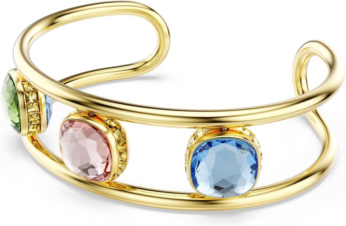 imageSwarovski Chroma Jewelry Collection MultiColor Cushion Cut Crystals Gold Tone FinishSmall