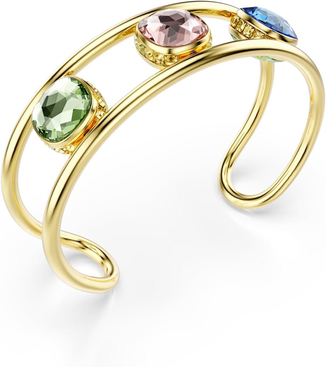 imageSwarovski Chroma Jewelry Collection MultiColor Cushion Cut Crystals Gold Tone FinishSmall