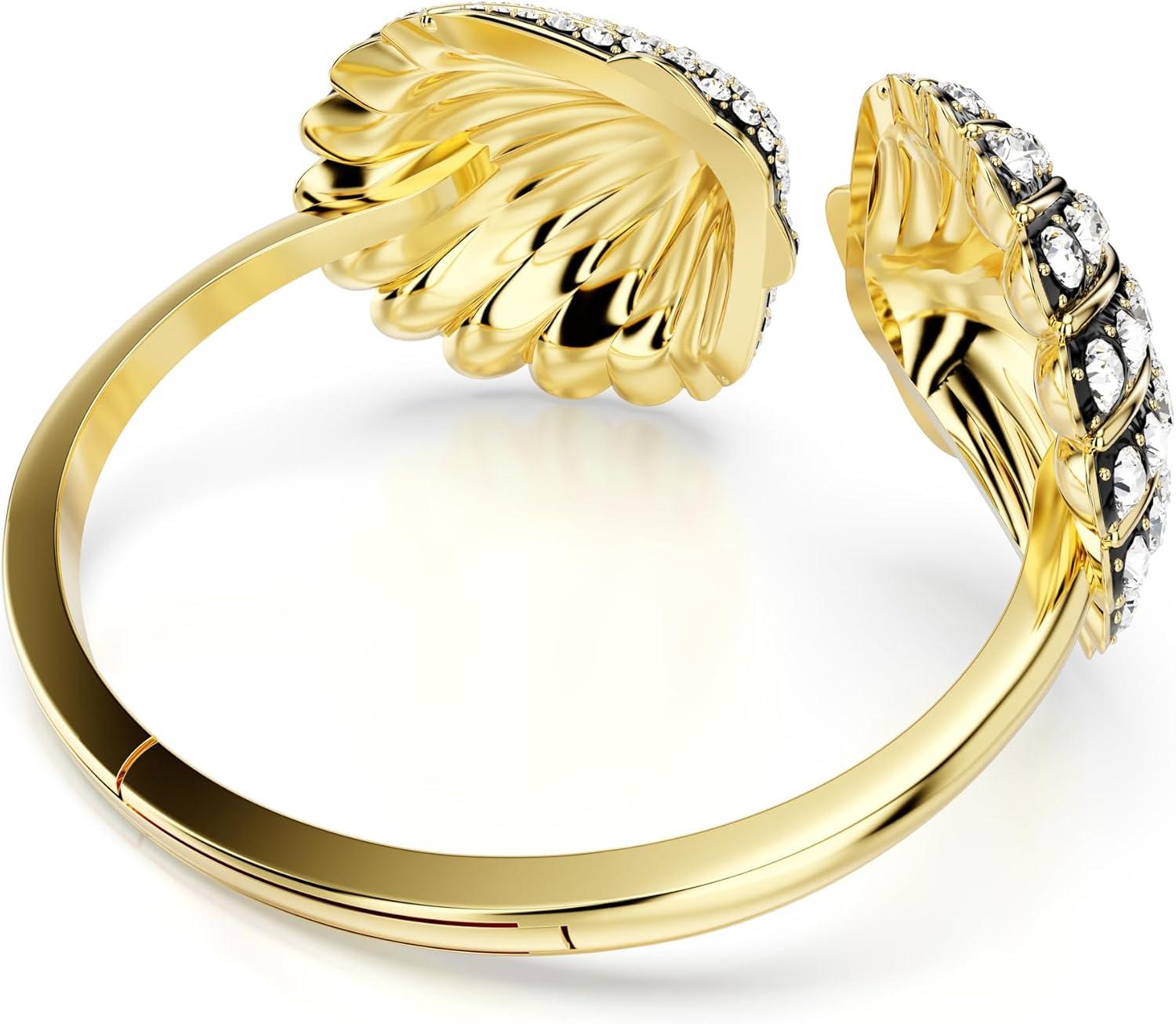 imageSwarovski Idyllia Bangle Bracelet Shell Motif with Clear RoundCut Crystals in a GoldTone Finished Setting Size M Part of the Idyllia Collection