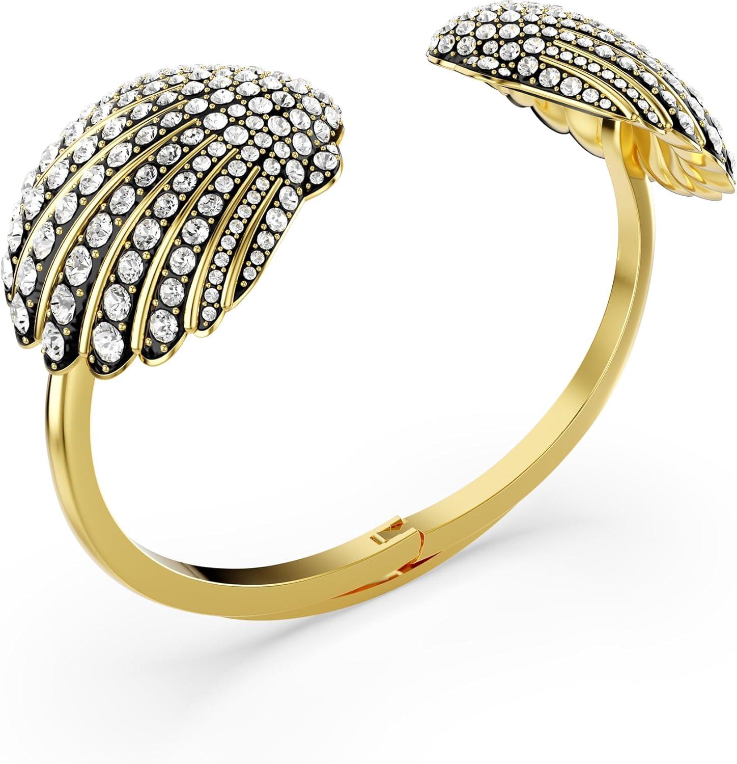 imageSwarovski Idyllia Bangle Bracelet Shell Motif with Clear RoundCut Crystals in a GoldTone Finished Setting Size M Part of the Idyllia Collection