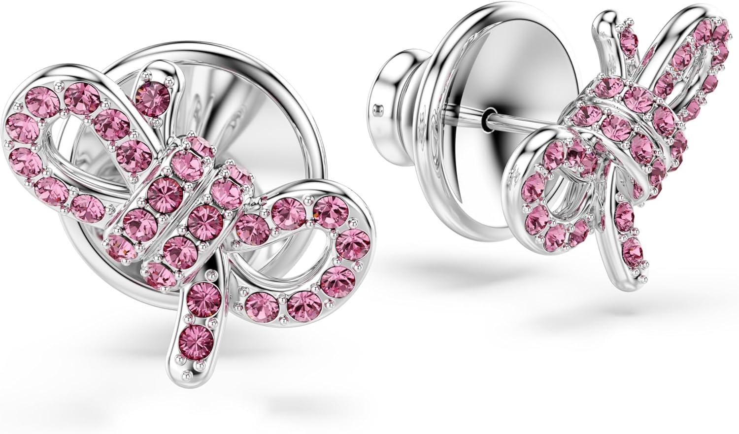 imageSwarovski Lifelong Bow stud earrings Bow Pink Rhodium Finish