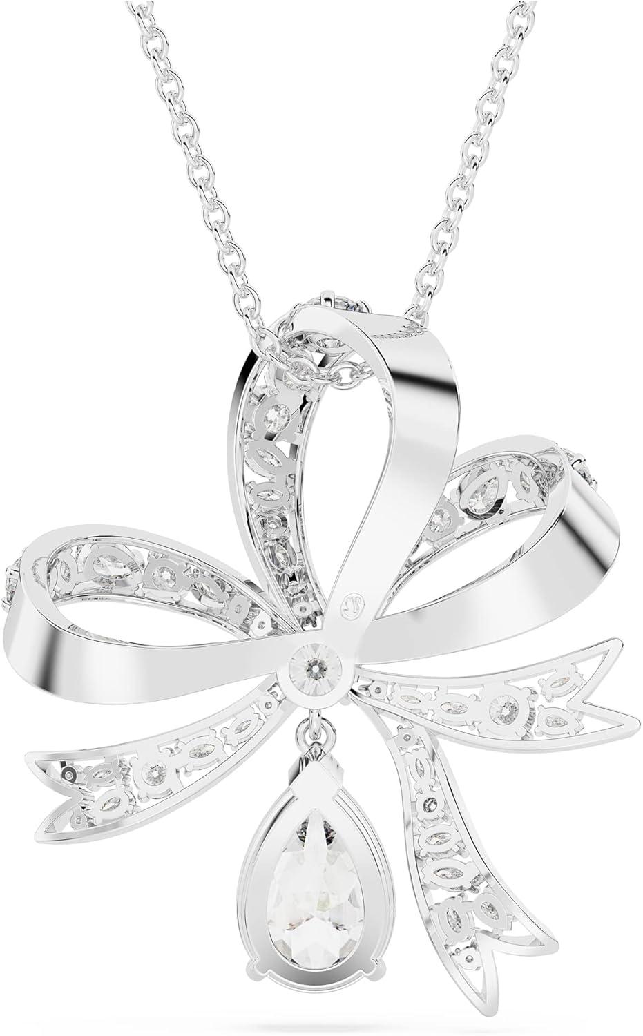 imageSwarovski Volta Necklace Earrings and Bracelets Jewelry Collection BowInspired Clear Crystals with Rhodium FinishPendant Necklace