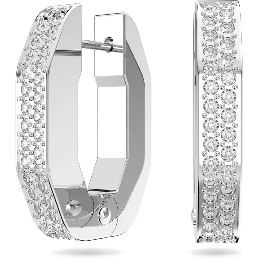 imageSWAROVSKI Dextera hoop earrings Octagonal White