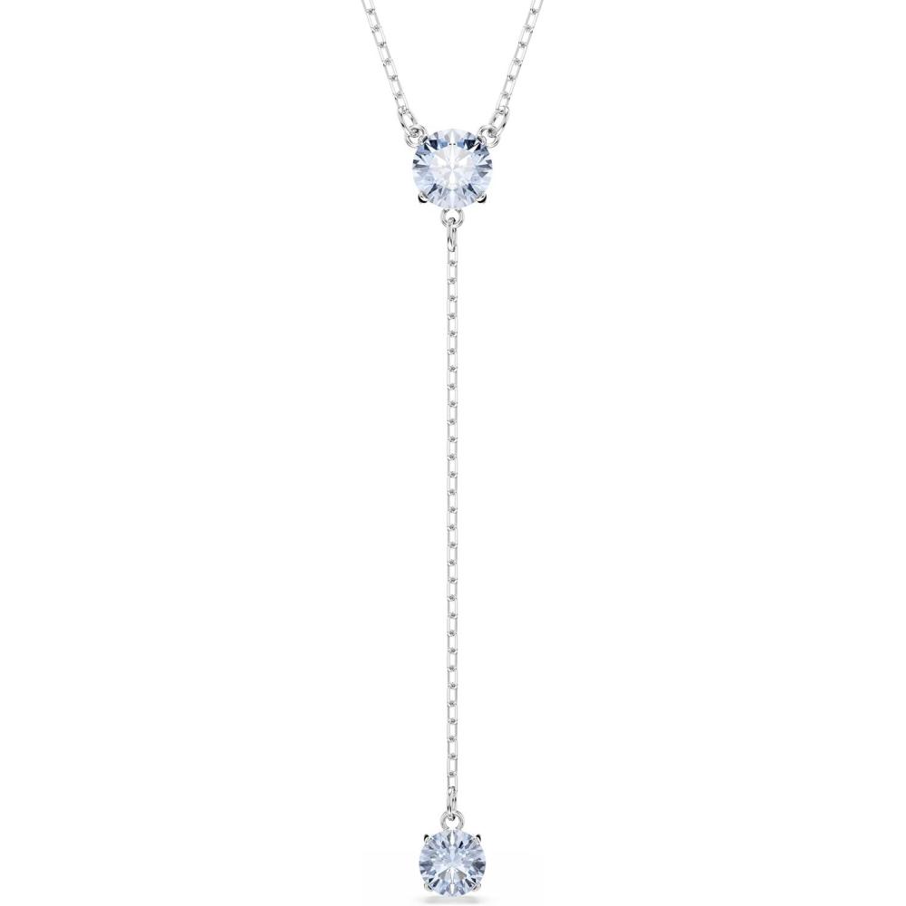imageSwarovski Attract Crystal Y Necklace Round Cut Blue amp Pink Stones Rhodium Finish Part of the Attract CollectionBlue CrystalRhodium Finish