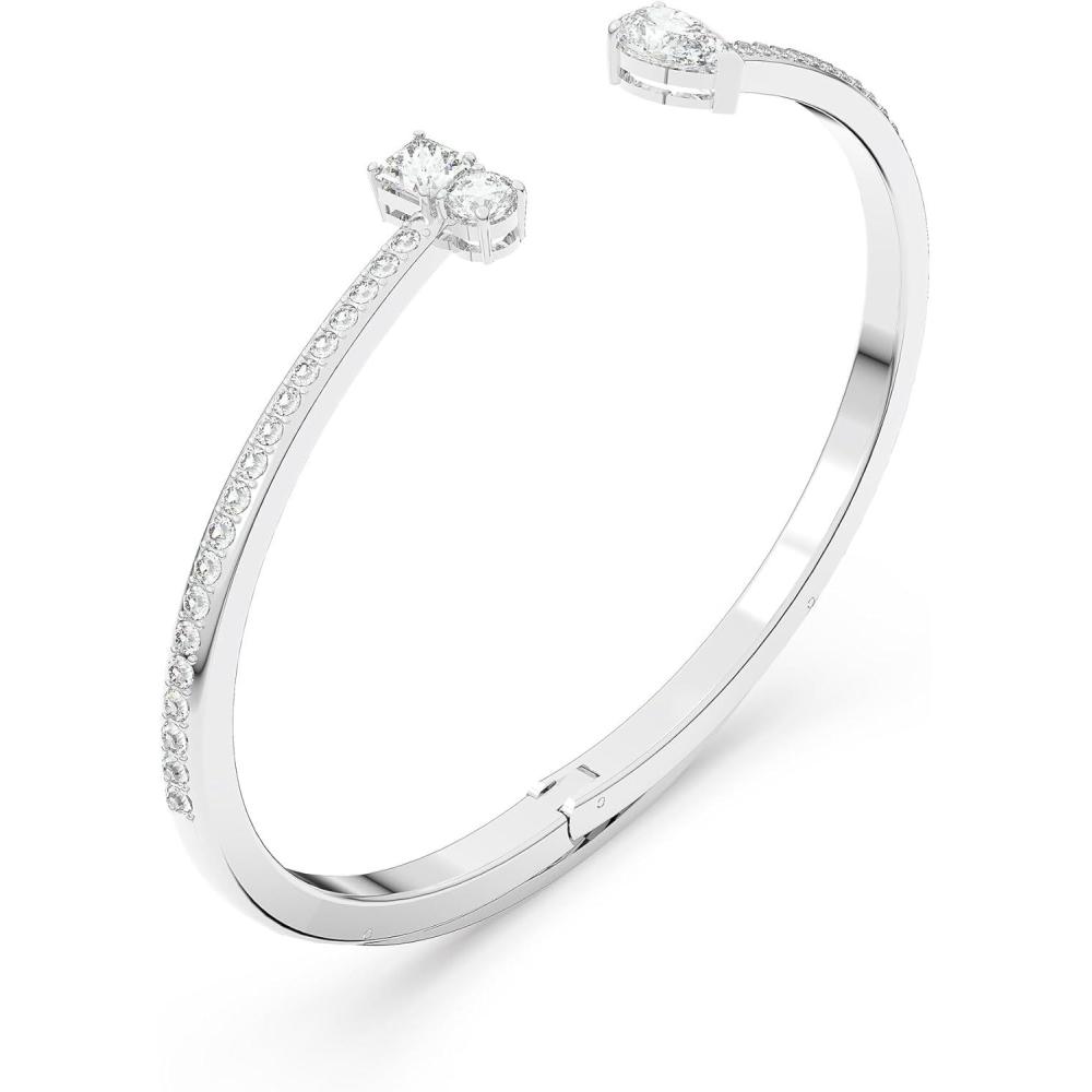 imageSwarovski Attract Cuff Bracelet Jewelry Collection Rhodium Tone Finish Clear CrystalsLarge