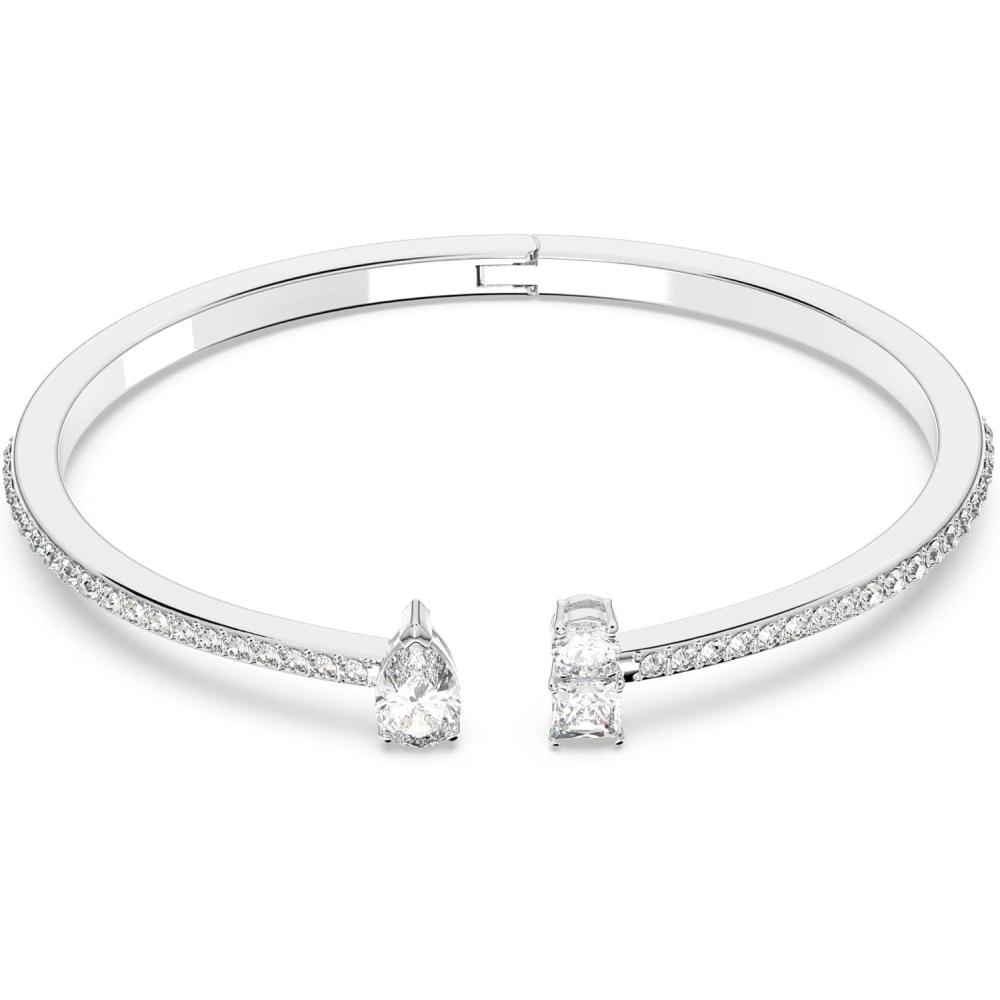 imageSwarovski Attract Cuff Bracelet Jewelry Collection Rhodium Tone Finish Clear CrystalsMedium