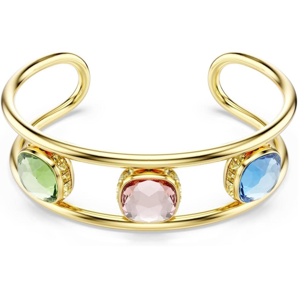 imageSwarovski Chroma Jewelry Collection MultiColor Cushion Cut Crystals Gold Tone FinishMedium
