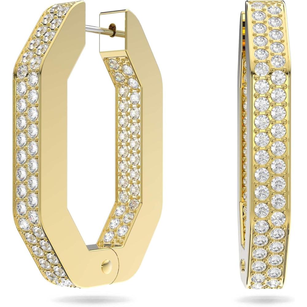 imageSwarovski Dextera Hoop Earrings with White Swarovski Crystals in Pav on Rose GoldTone Plated Setting Part of the Swarovski Dextera Collection