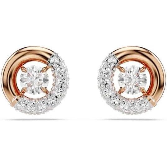 imageSwarovski Dextera Stud Earrings Round Cut Clear Rose GoldTone Finished