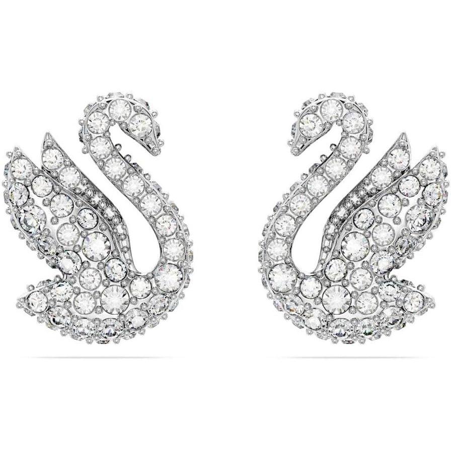 imageSwarovski Iconic Swan Crystal Necklace Earrings Bracelet Jewelry Collection Clear Crystals on a Rhodium Tone FinishStud Earrings