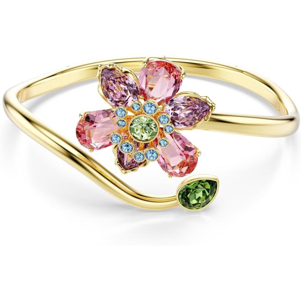 imageSwarovski Idyllia bangle Mixed cuts Flower Multicolored Goldtone finish