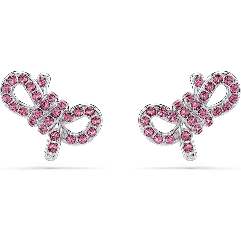 imageSwarovski Lifelong Bow stud earrings Bow Pink Rhodium Finish