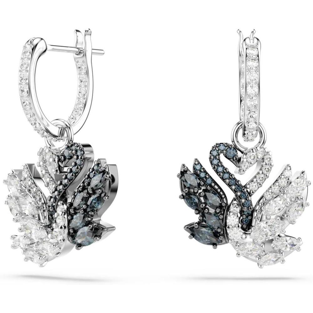 imageSwarovski Swan drop earrings Swan Black Rhodium finish