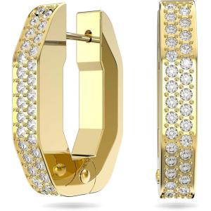 SWAROVSKI Dextera Hoop Earrings, Octagonal, White, Gold-tone plated