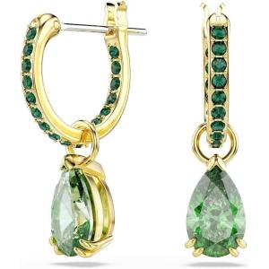 Swarovski Attract Crystal Drop Earrings, Green, Pink, Blue, Pink Stones, Pear and Round Cut Crystals, Part of the Swarovski Attract Collection(Green Crystal/Gold Tone Finish)