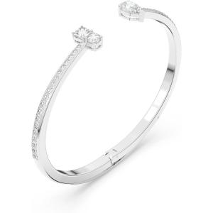 Swarovski Attract Cuff Bracelet Jewelry Collection, Rhodium Tone Finish, Clear Crystals(Large)