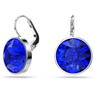 Swarovski Bella Drop Earrings, Round Cut Crystal, Lever Back Closure(Blue Crystal)
