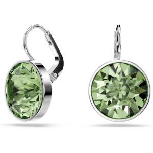 Swarovski Bella Drop Earrings, Round Cut Crystal, Lever Back Closure(Green Crystal)