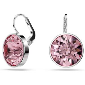 Swarovski Bella Drop Earrings, Round Cut Crystal, Lever Back Closure(Pink Crystal)