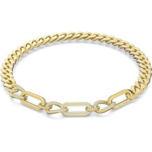 Swarovski Dextera Necklace, Statement, Mixed links, White, Gold-tone Finish