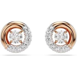 Swarovski Dextera Stud Earrings, Round Cut, Clear, Rose Gold-Tone Finished