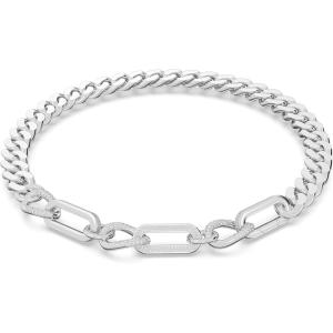 Swarovski Dextera necklace, Pavé, Statement, Mixed links, White, Rhodium plated