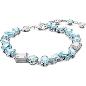 Swarovski Gema Soft Bracelet, Blue Crystals, Mixed Cuts, on Rhodium Finished Band, Part of the Swarovski Gema Collection