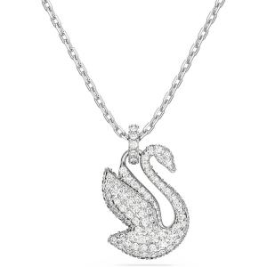 Swarovski Iconic Swan Crystal Necklace, Earrings, Bracelet Jewelry Collection, Clear Crystals on a Rhodium Tone Finish(Pendant Necklace)