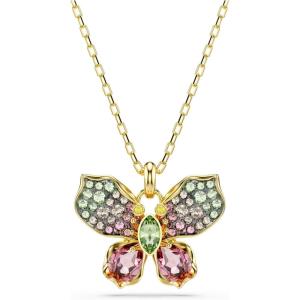 Swarovski Idyllia Pendant, Mixed cuts, Pavé, Butterfly, Multicolored, Mixed Metal Finish
